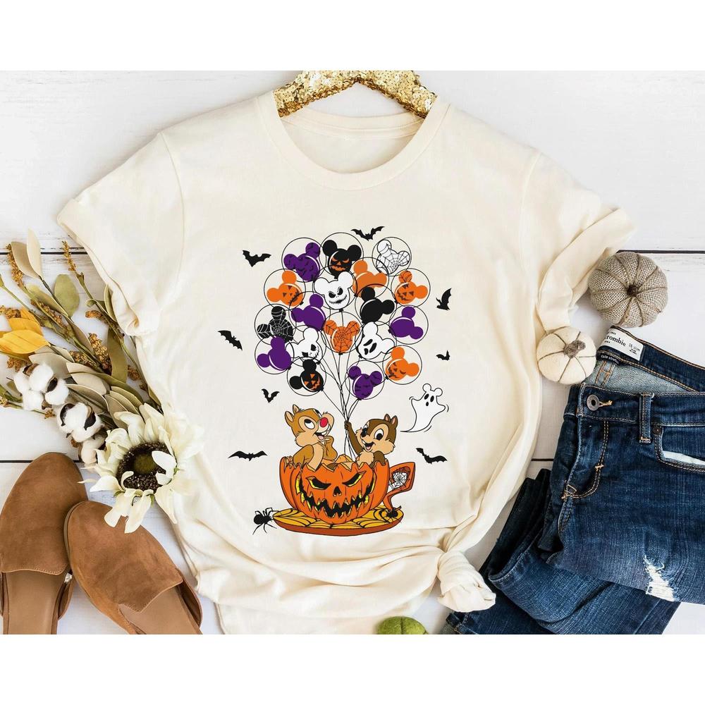 Chip And Dale Halloween Disney Pumpkin Balloon Matching T Shirt